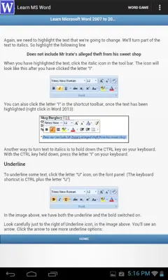Learn MS Word android App screenshot 1